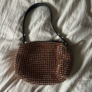 Brand New Handmade in Firenze Gold Crystal Bag w/ Leather Strap